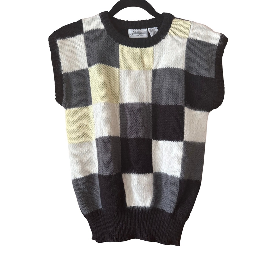 Vintage JA Higgins New York Sweater Vest Sleeveless Knit‎ Angora blend Small